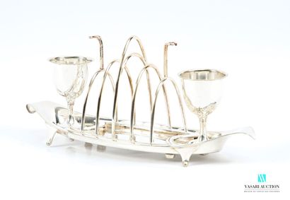 Silver-plated egg service, featuring a toast...