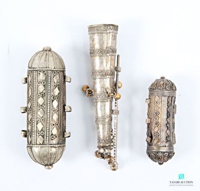 Set of two silver-plated Hirz amulets and...