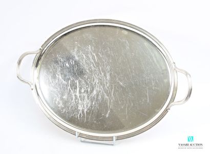 Oval silver-plated metal presentation tray,...