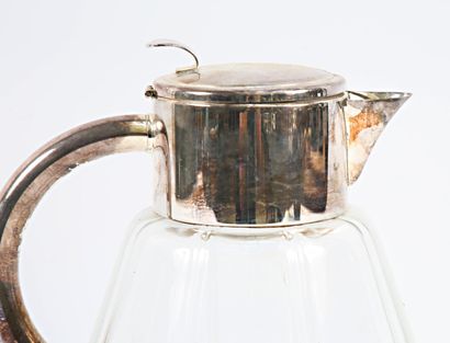 Glass orangeade jug and cooler, chrome-plated...