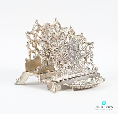A silver-plated bronze courier holder with...