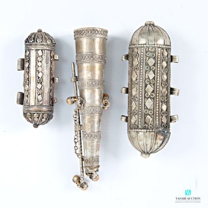 Set of two silver-plated Hirz amulets and...