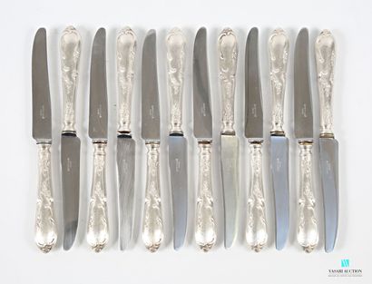 Suite of twelve dessert knives, silver-plated...