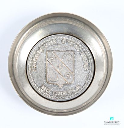 Round silver-plated pocket box, the basin...