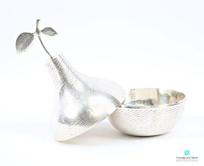 Silver-plated pear-shaped ice bucket with...