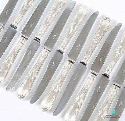 Suite of twelve dessert knives, silver-plated...