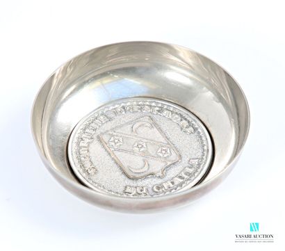 Round silver-plated pocket box, the basin...