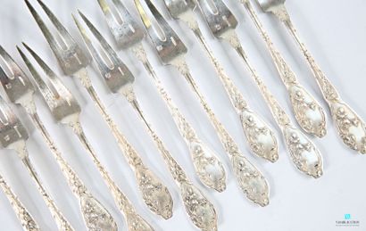 Suite of twelve silver-plated snail forks,...