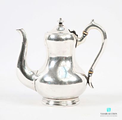 Small, plain silver-plated coffee pot, resting...