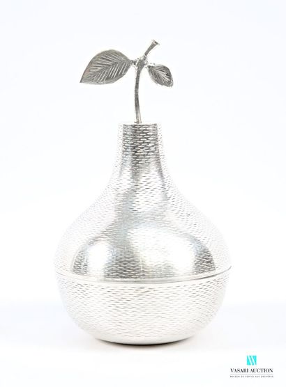 Silver-plated pear-shaped ice bucket with...