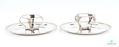 Paire de mancerinas en argent 916 millièmes,...