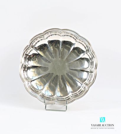 Round silver-plated bowl with melon ribs,...