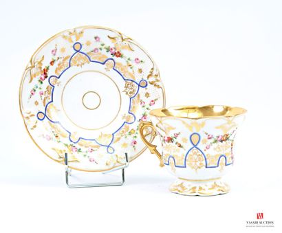 White porcelain chocolate cup and saucer...