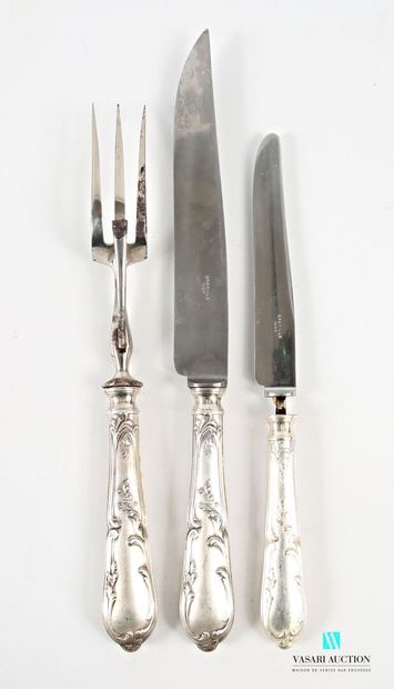 Cutlery for carving and a table knife, silver-plated...
