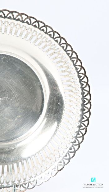 Round hollow basket in silver-plated metal,...