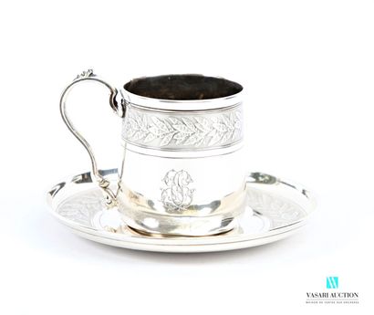 Tasse à café et sa sous-tasse en argent 950...
