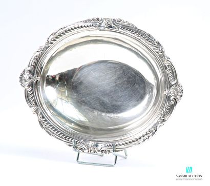 Silver-plated oval-shaped basket, standing...