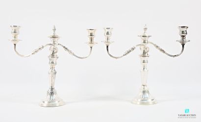 A pair of removable silver-plated candleholders,...
