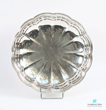 Round silver-plated bowl with melon ribs,...