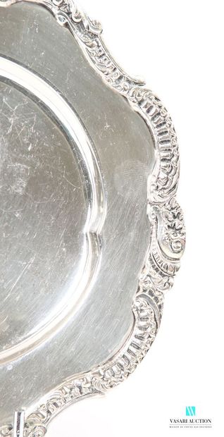 Silver-plated mignardise plate, the hemstitched...