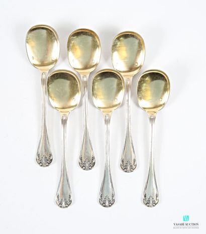 Suite de six cuillères à glace en argent...
