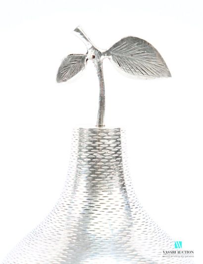 Silver-plated pear-shaped ice bucket with...