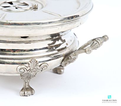 Round table-top stove in nickel-plated metal,...