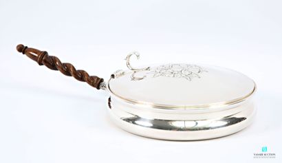 Round nickel silver sausage pan on flat base,...