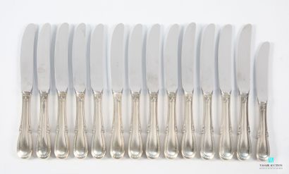 Suite of thirteen table knives and one dessert...