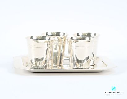 Suite of four silver-plated liqueur glasses,...