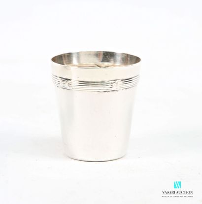 Suite of six silver-plated liqueur glasses,...