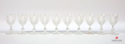 Suite de dix verres à porto en cristal moulé...