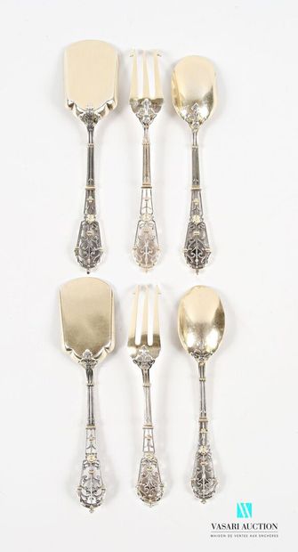 Paire de nécessaires à condiments en argent...