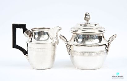 Milk jug and a sugar bowl in silver-plated...