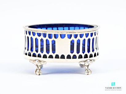 Paire de salières en argent de forme ovale,...