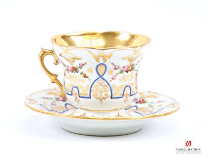 White porcelain chocolate cup and saucer...