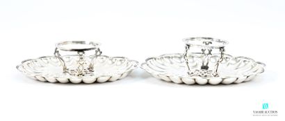 Paire de mancerinas en argent 916 millièmes,...