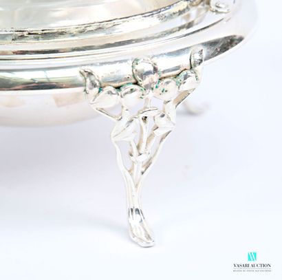 Silver-plated butter dish standing on four...