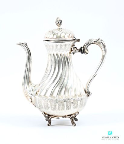 Silver-plated baluster-shaped coffee pot,...