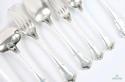 Ménagère en argent 950 millièmes, le manche...