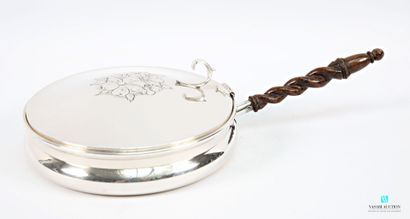Round nickel silver sausage pan on flat base,...