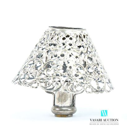 Pair of silver-plated metal lampshades with...