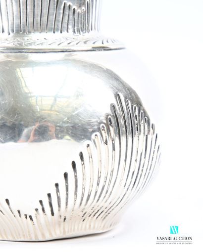 Baluster-shaped silver-plated pitcher, the...