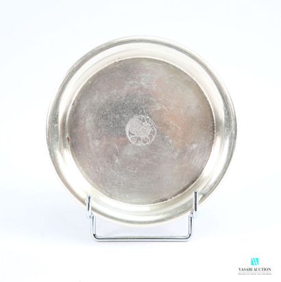 Round bottle coaster in silver-plated metal,...