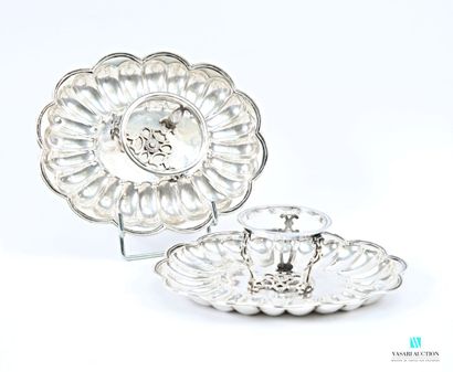 Paire de mancerinas en argent 916 millièmes,...
