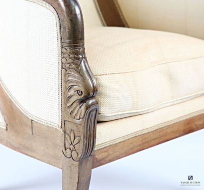 Paire de bergères en bois naturel et bois...