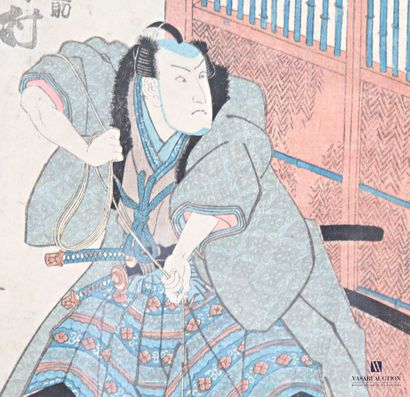 Ensemble de quatre estampes japonaises figurant...