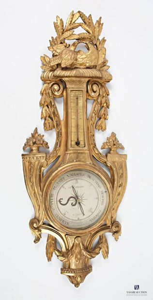 Baromètre thermomètre en bois mouluré, sculpté...