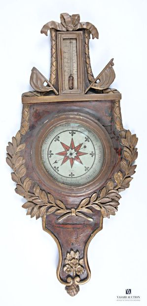 Baromètre thermomètre en bois mouluré sculpté...