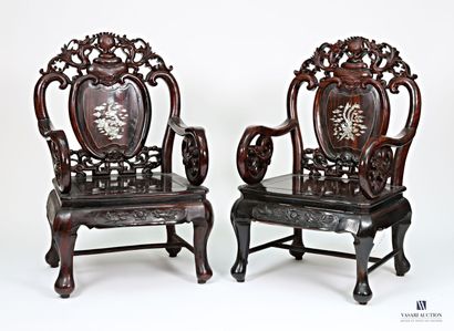 INDOCHINE
Paire de fauteuils en palissandre...